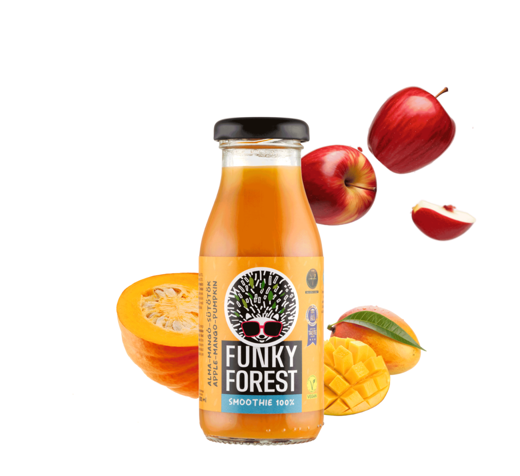 Funky Forest® 100%-os smoothie, alma-mangó-sütőtök-gyömbér 200 ml